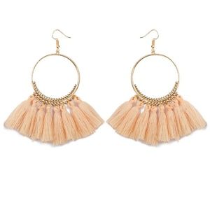 Sale! Long Tassel Fringe Boho Earrings BLUSH